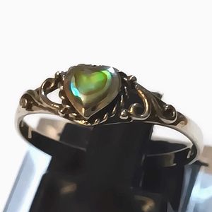 Ring Sterling Silver 925 Heart Abalone Stone